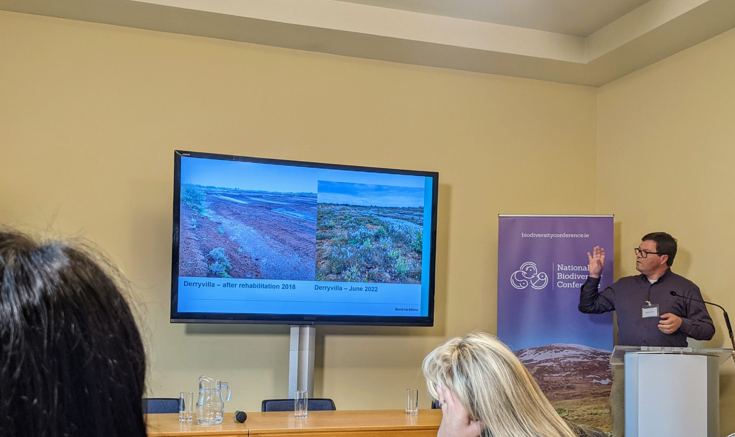 Video presentation shown on big television during conference.