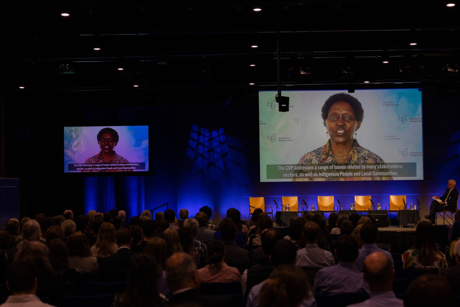 Video presentation shown on big screen during conference.